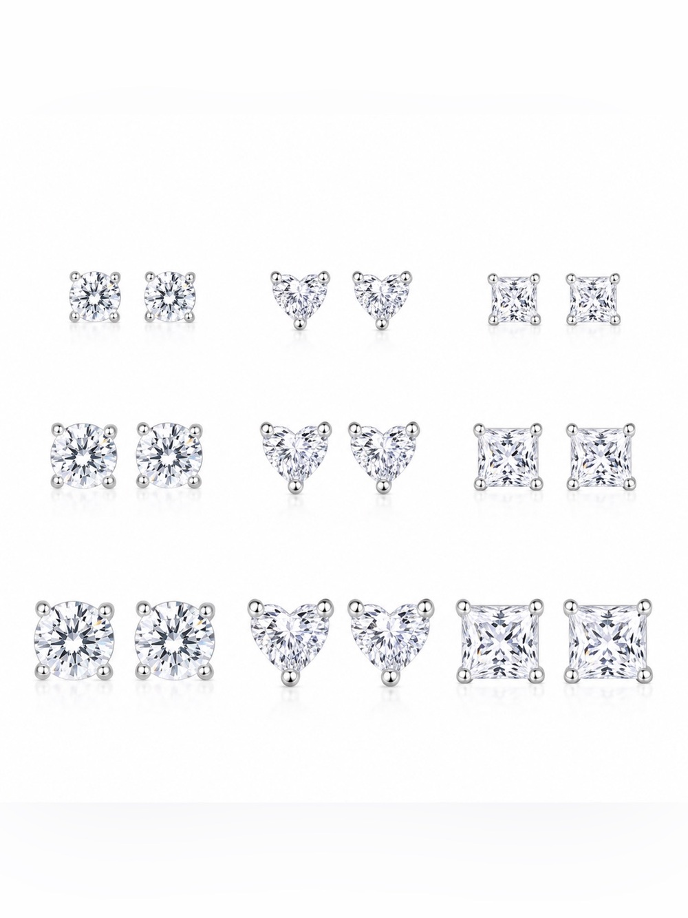 Guess Silver-Tone Clear Crystal  9 pcs Stud Earring Set